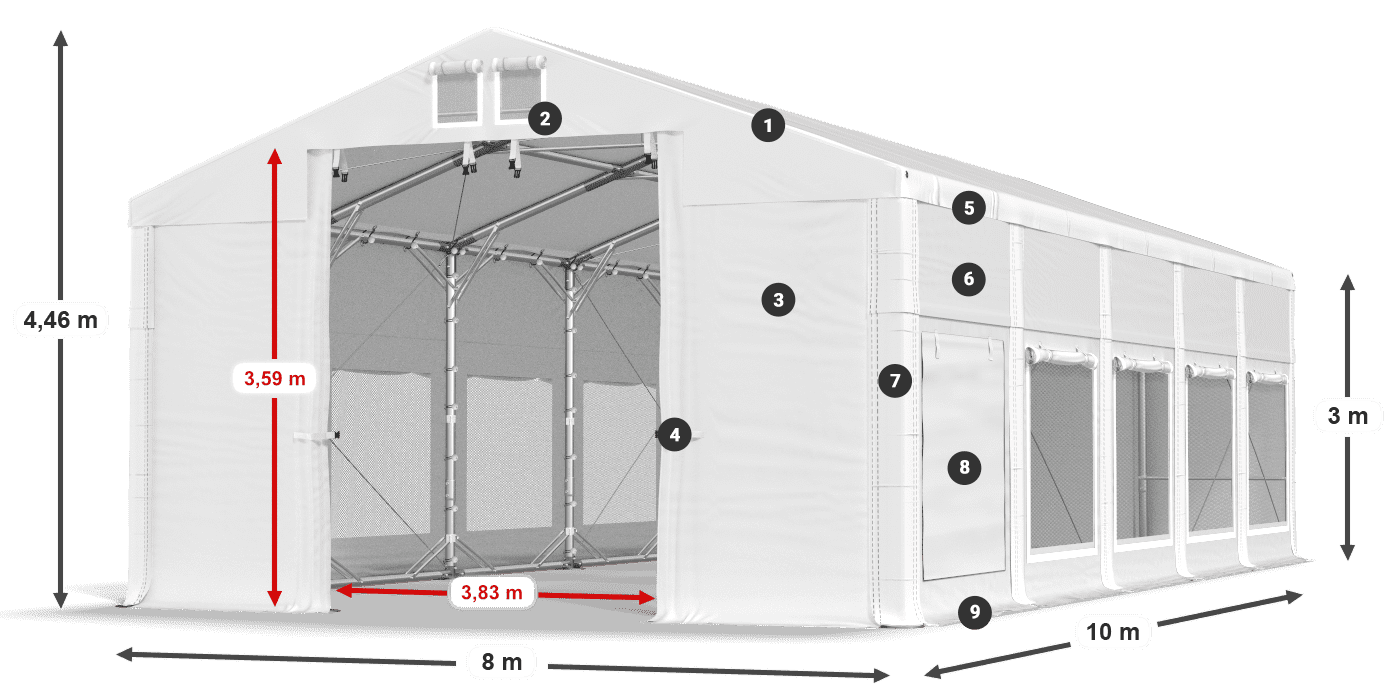 Roof: MS 580 PVC Walls: SD M 500 PVC 3m legend
