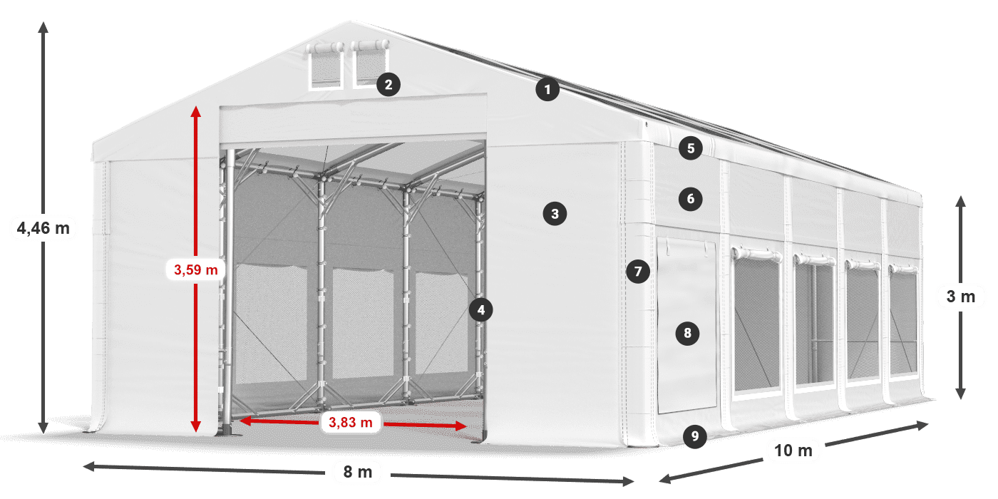 Roof: MS T 580 PVC Walls: SD M 500 PVC 3m legend