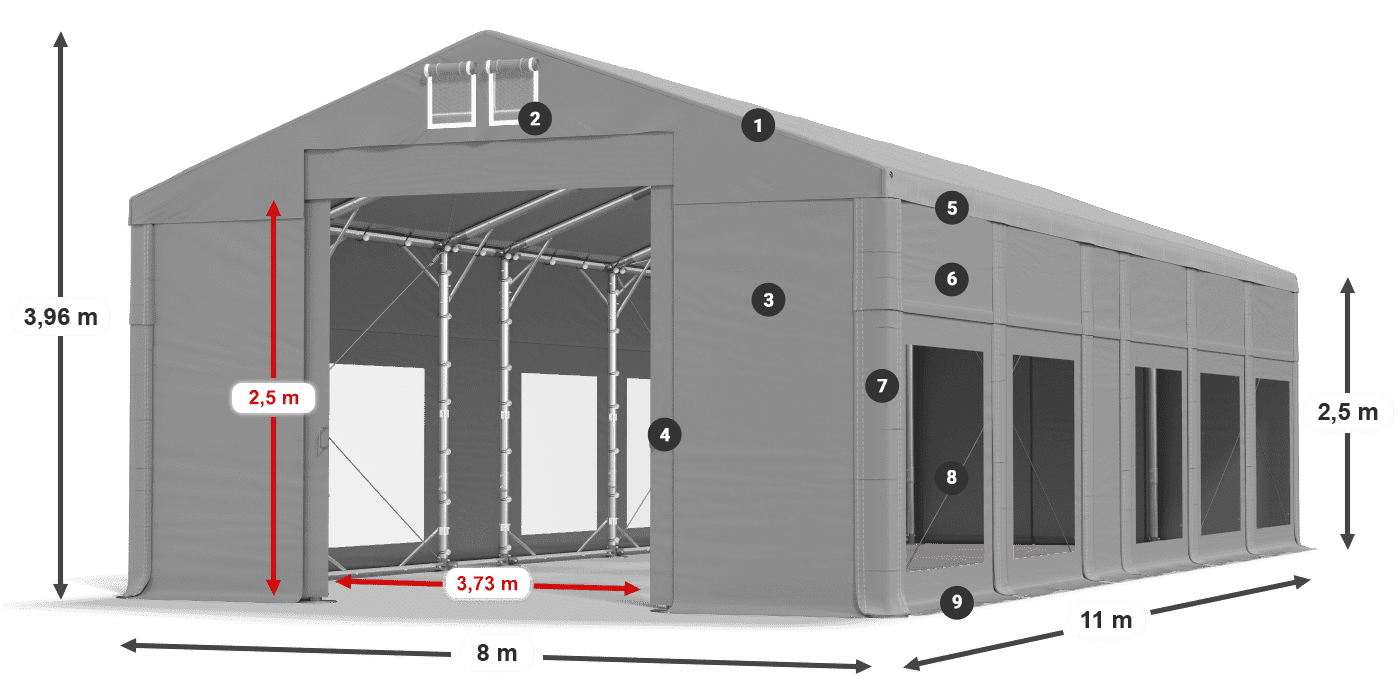 Roof: MS 580 PVC Walls: MS 580 PVC 2.5m legend