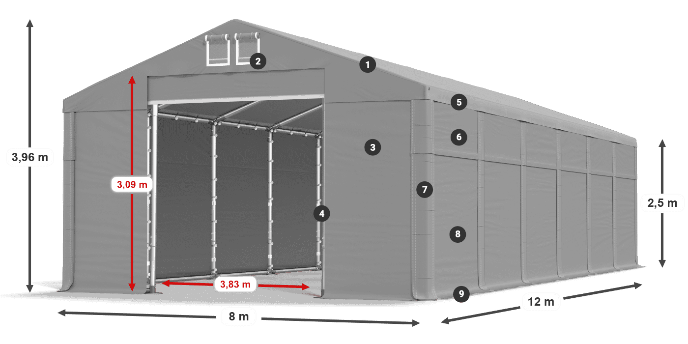 Roof: FR 620 PVC Walls: SD 500 PVC 2.5m legend