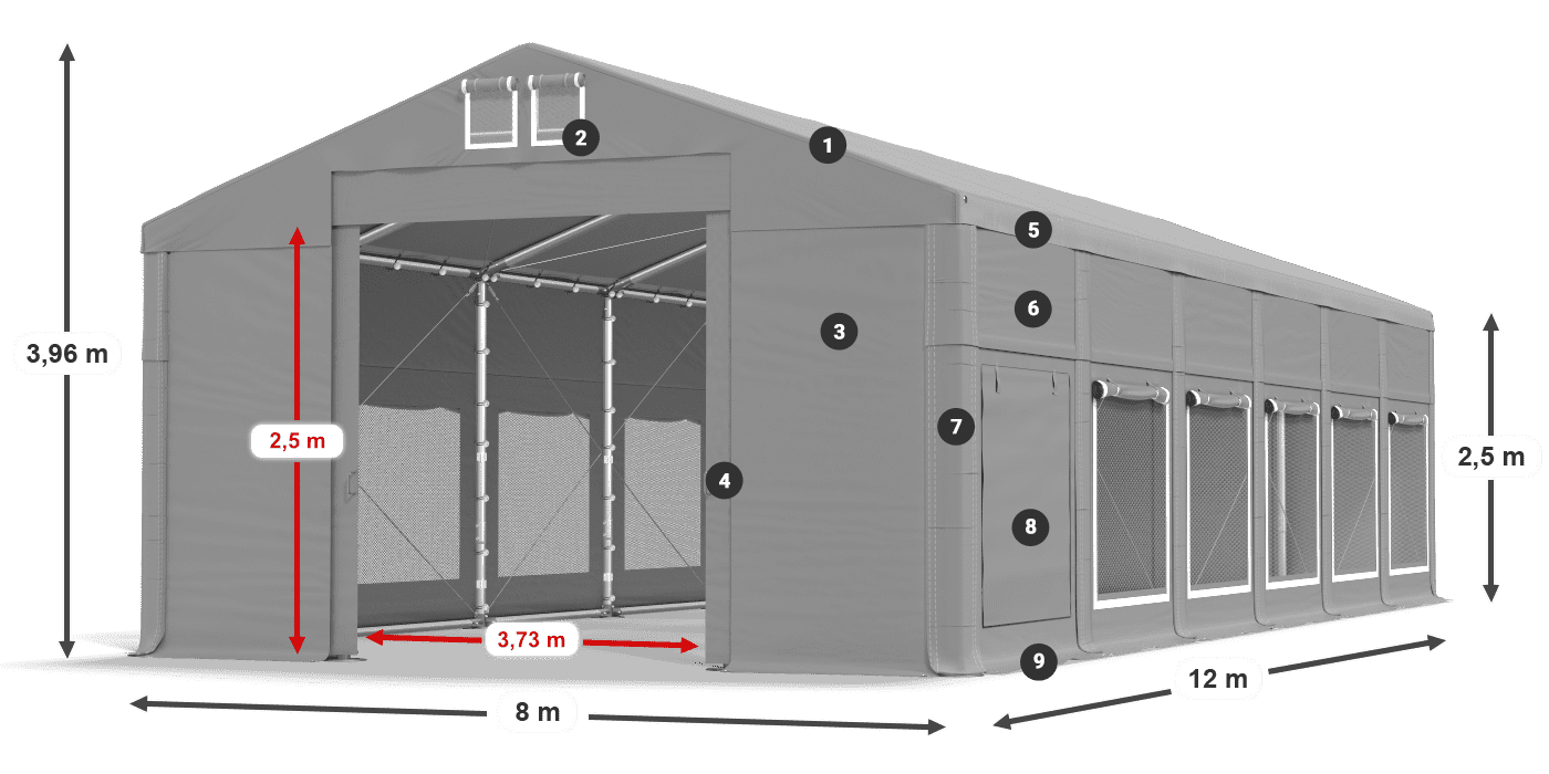 Roof: FR 620 PVC Walls: SD 500 PVC 2.5m legend