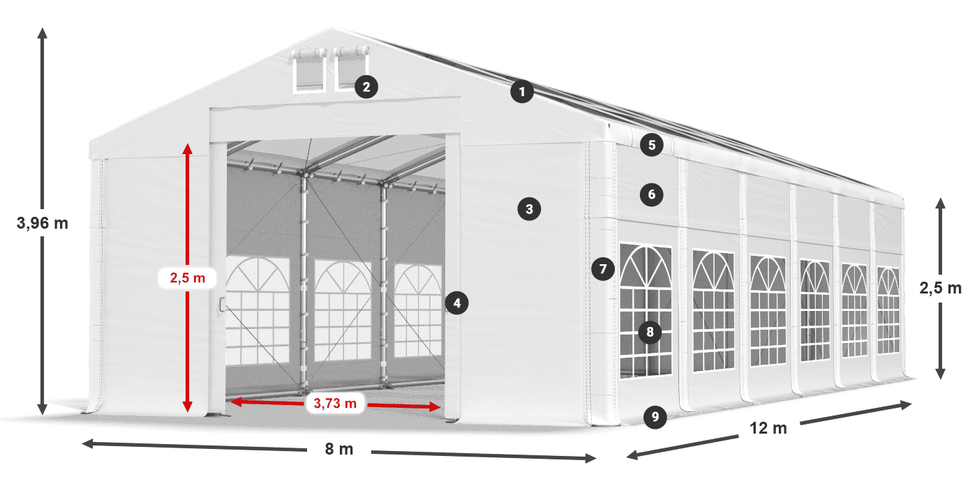 Roof: MS 580 PVC Walls: SD 500 PVC 2.5m legend