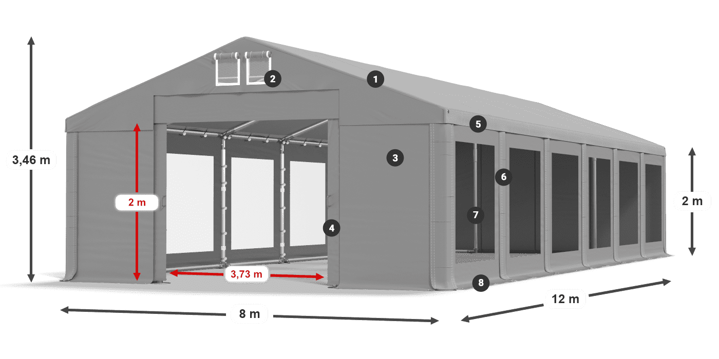 Roof: FR 620 PVC Walls: MS 580 PVC 2m legend