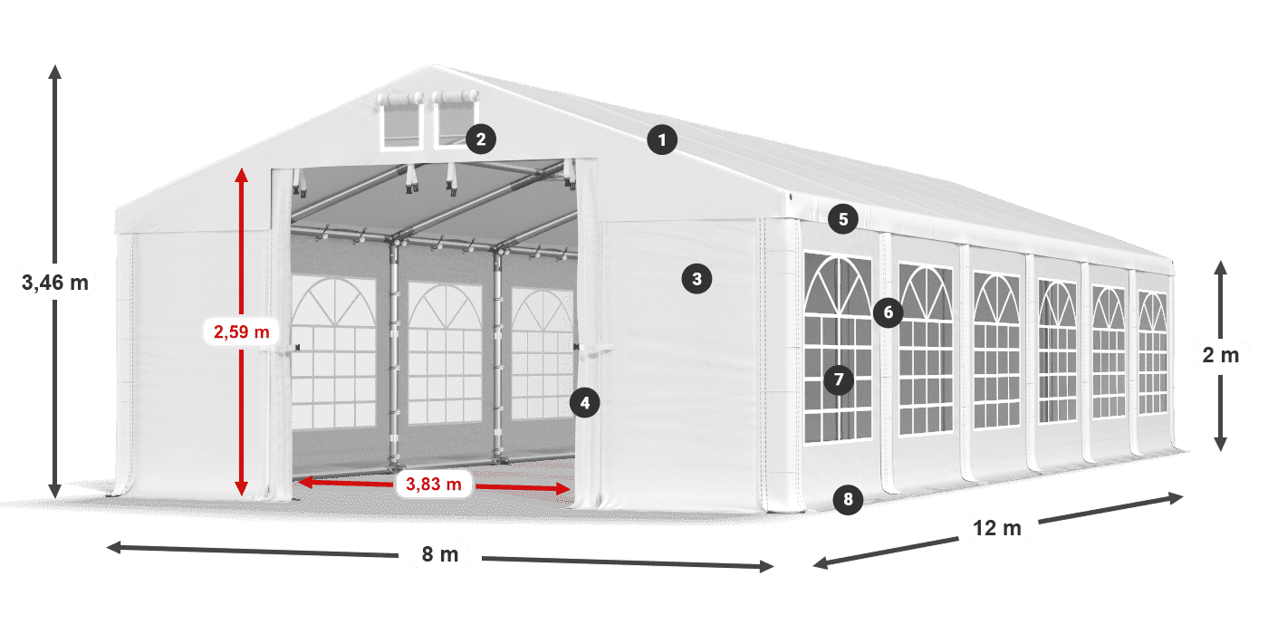 Roof: FR 620 PVC Walls: SD 500 PVC 2m legend