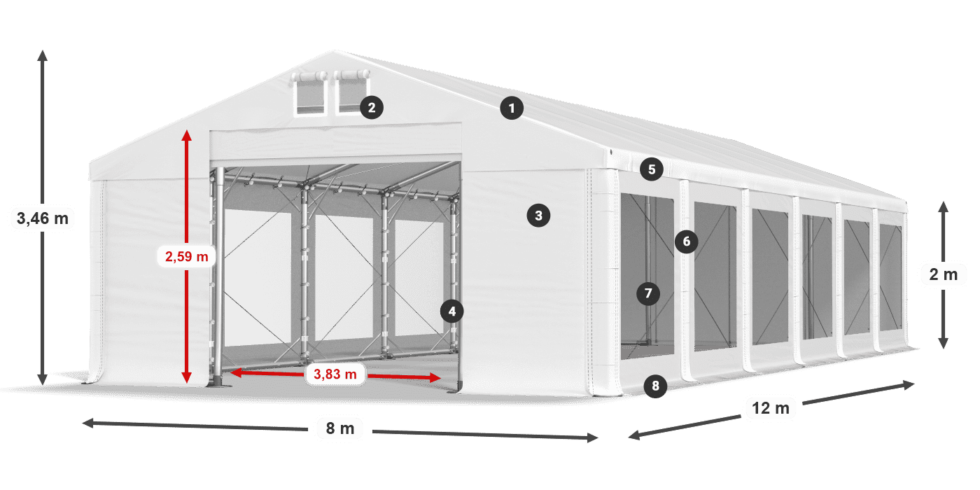 Roof: MS 580 PVC Walls: MS 580 PVC 2m legend