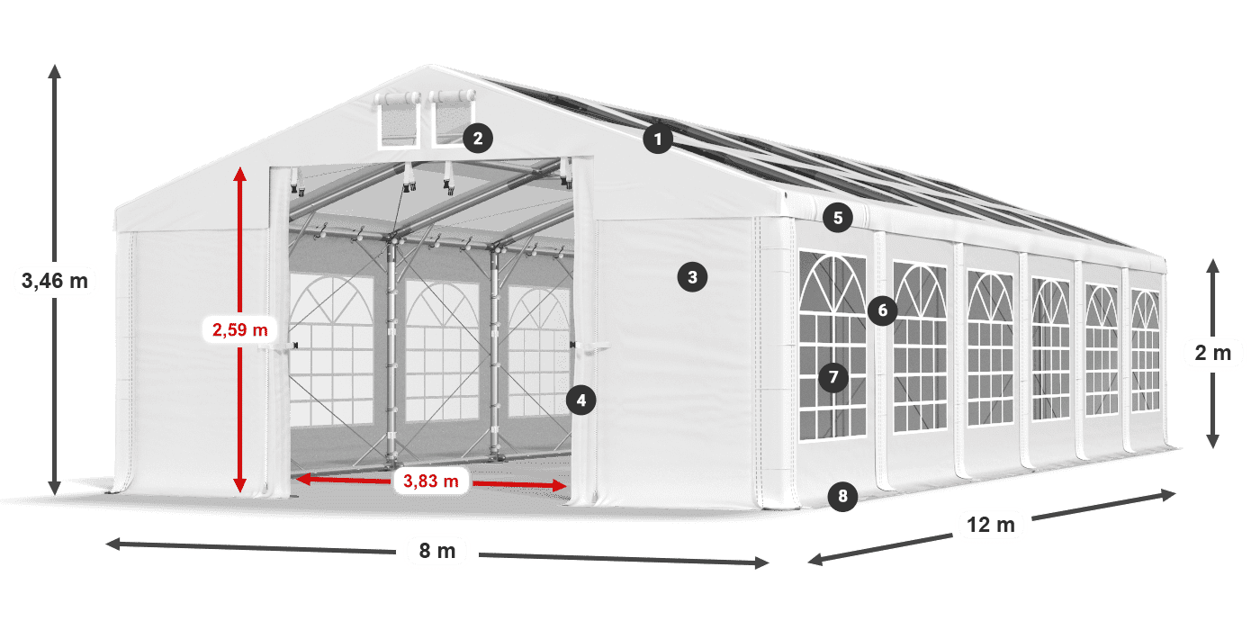 Roof: MS 580 PVC Walls: SD 500 PVC 2m legend