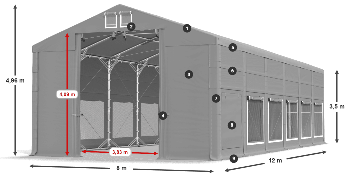 Roof: FR 620 PVC Walls: SD 500 PVC