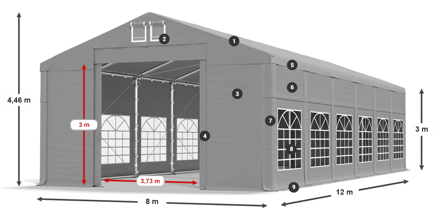 Roof: FR 620 PVC Walls: SD 500 PVC 3m legend