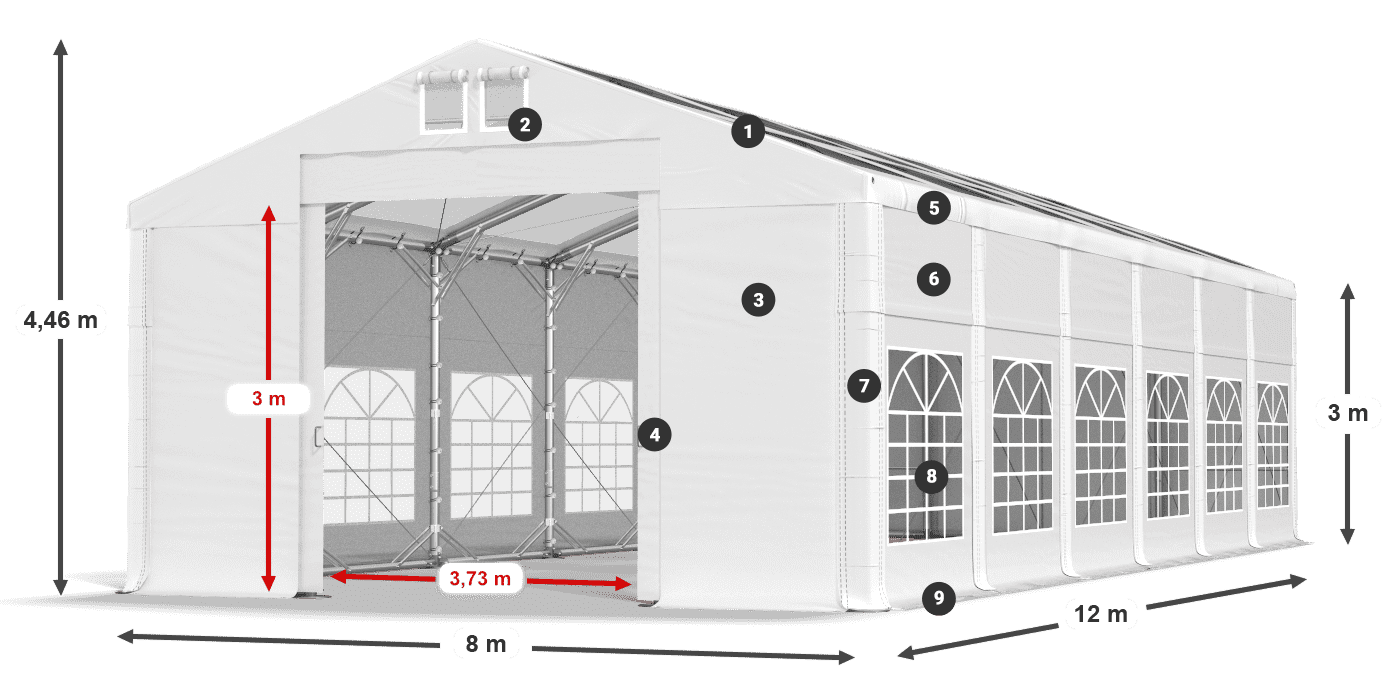 Roof: MS T 580 PVC Walls: FR 620 PVC 3m legend