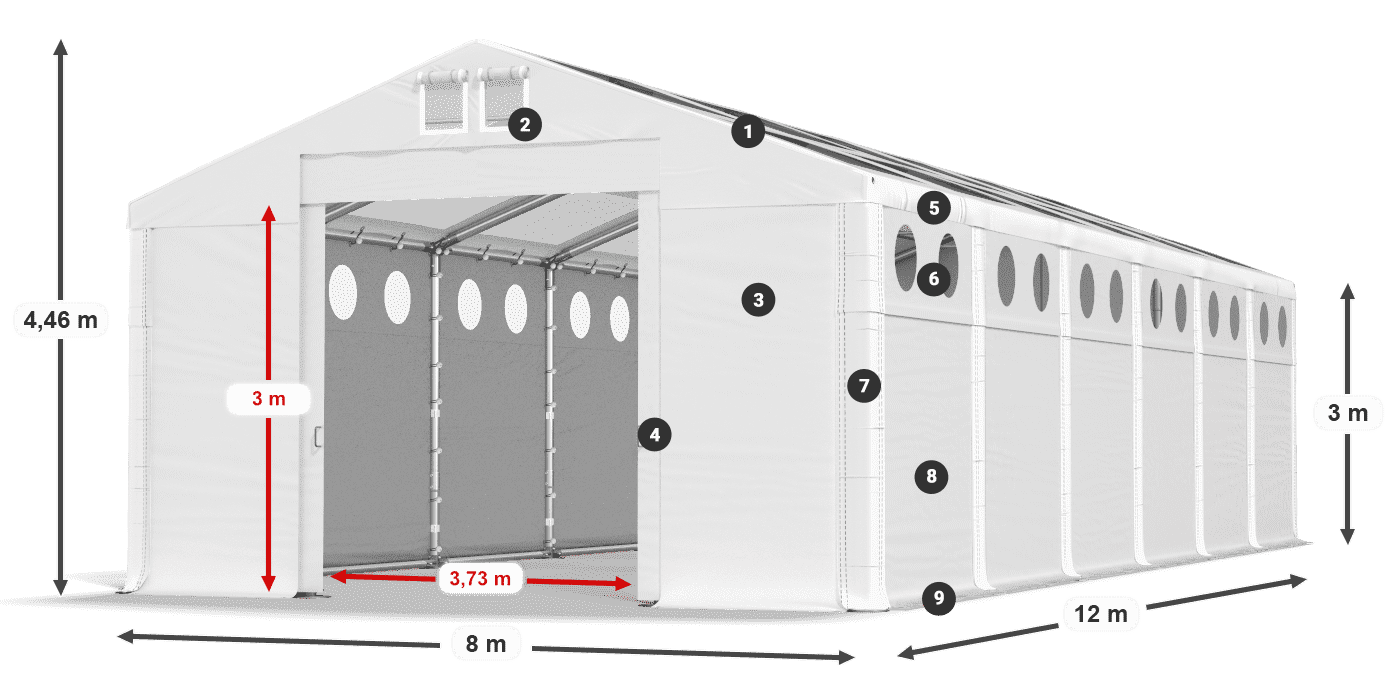 Roof: MS T 580 PVC Walls: FR O 620 PVC 3m legend