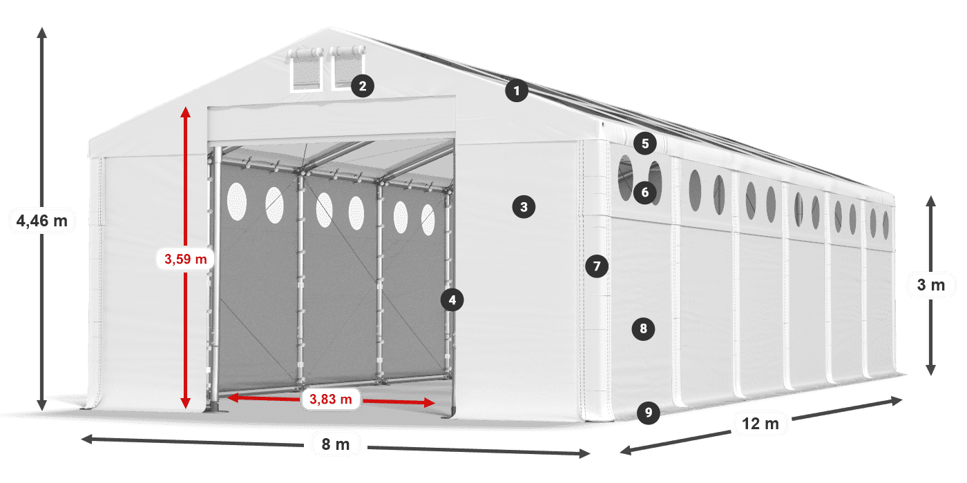 Roof: MS T 580 PVC Walls: FR O 620 PVC 3m legend