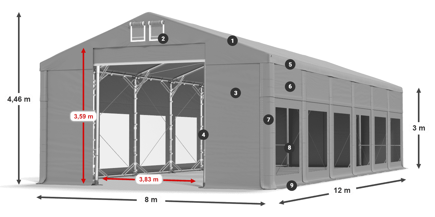 Roof: MS 580 PVC Walls: MS 580 PVC 3m legend