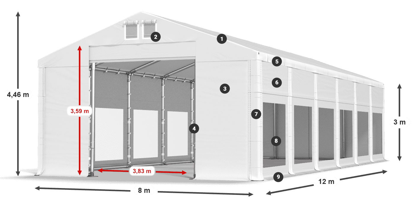 Roof: MS 580 PVC Walls: MS 580 PVC 3m legend