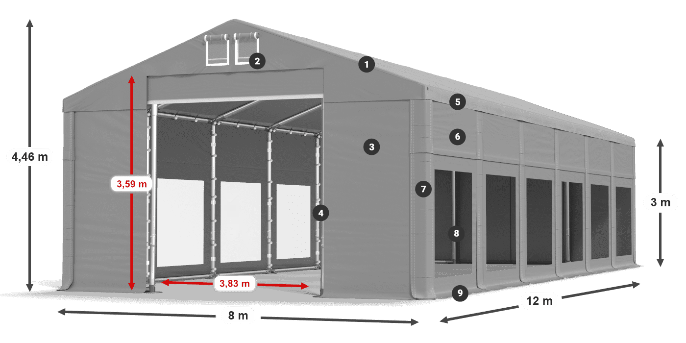 Roof: MS 580 PVC Walls: MS 580 PVC 3m legend