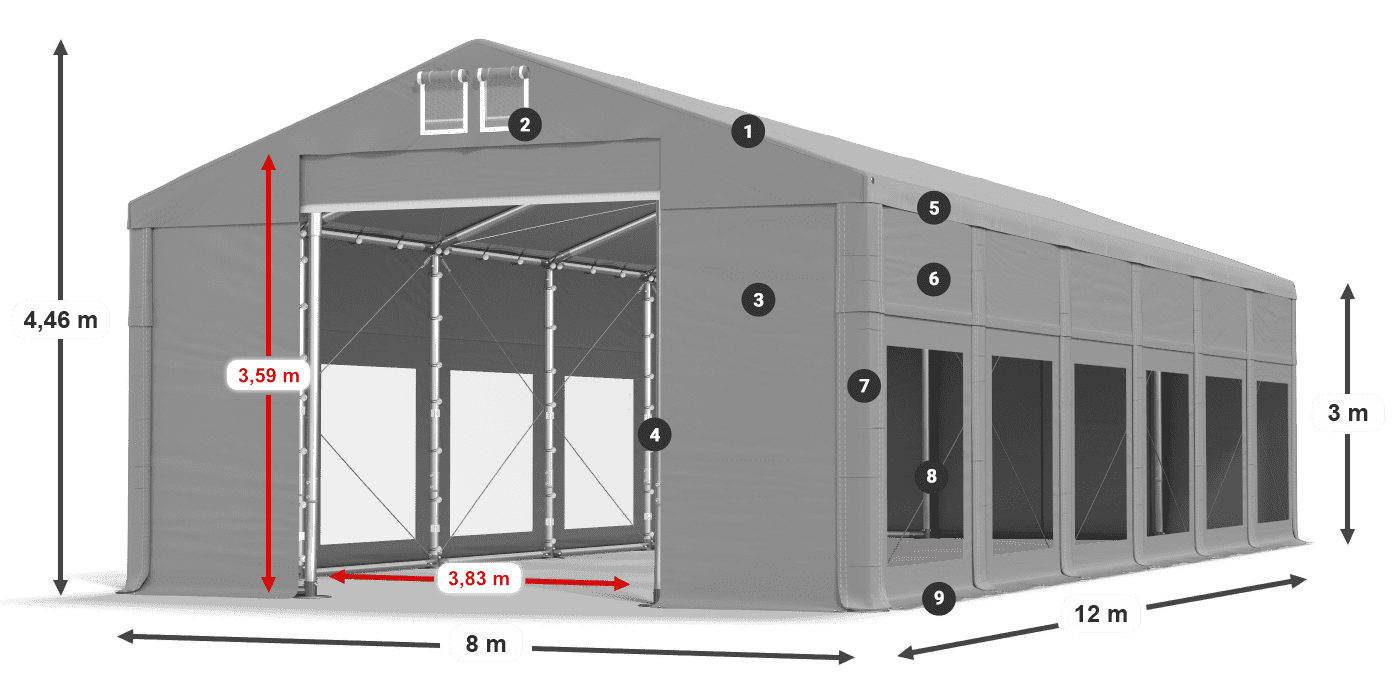 Roof: MS 580 PVC Walls: MS 580 PVC 3m legend