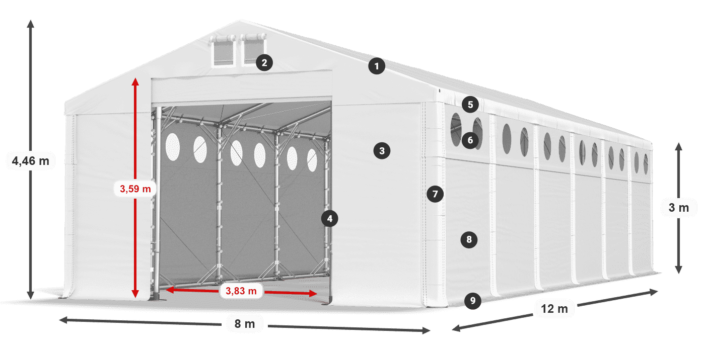 Roof: SD 560 PVC Walls: MS O 580 PVC legend 3m
