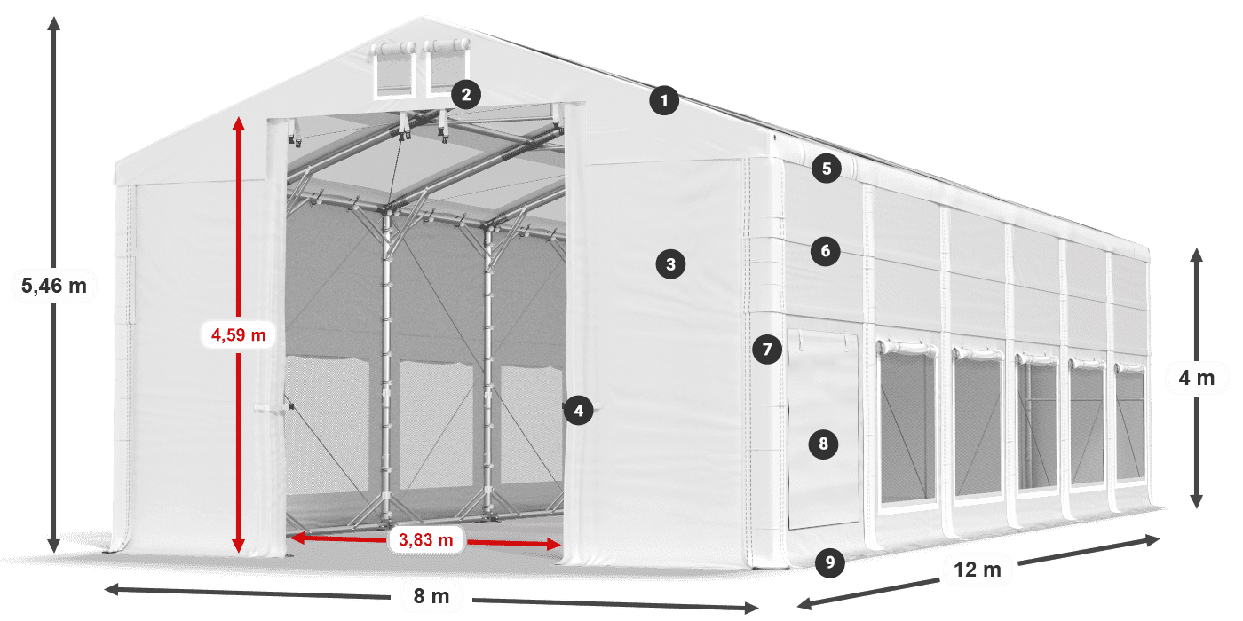 Roof: MS 580 PVC Walls: SD 500 PVC