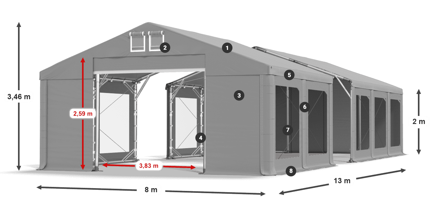 Roof: MS 580 PVC Walls: MS 580 PVC 2m legend