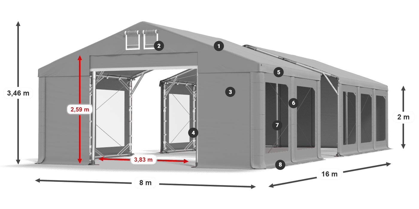 Roof: FR 620 PVC Walls: MS 580 PVC 2m legend
