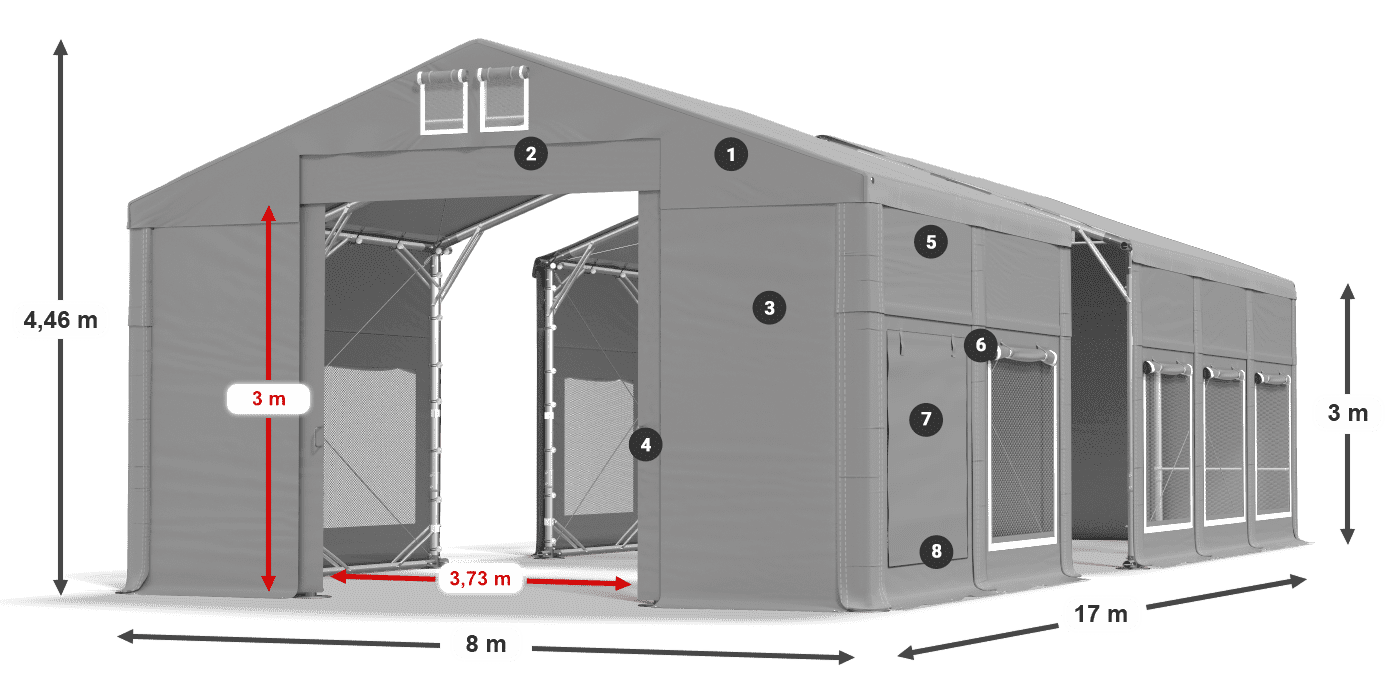 Roof: MS 580 PVC Walls: SD 500 PVC