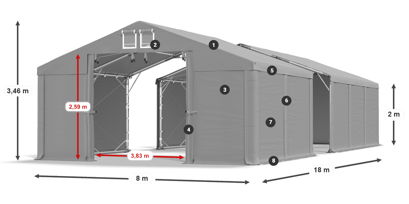 Roof: MS 580 PVC Walls: SD 500 PVC