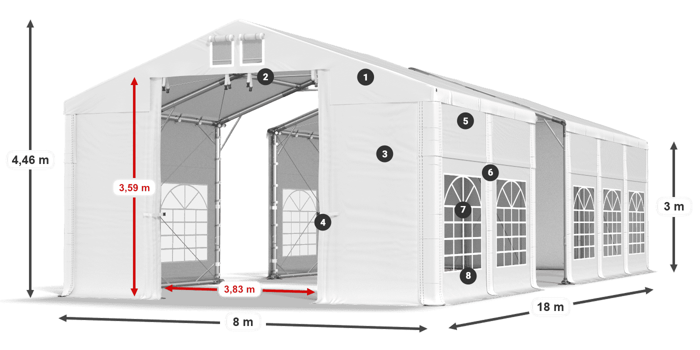 Roof: FR 620 PVC Walls: SD 500 PVC 3m legend