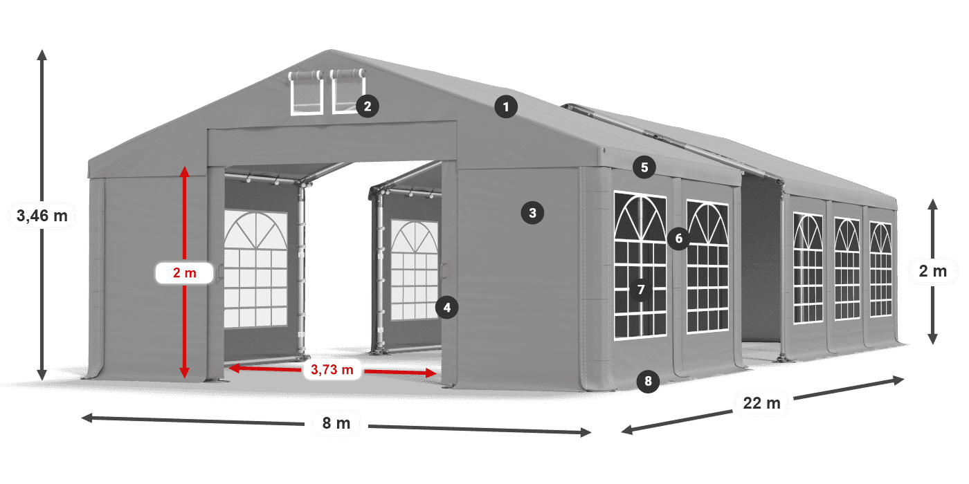 Roof: FR 620 PVC Walls: SD 500 PVC