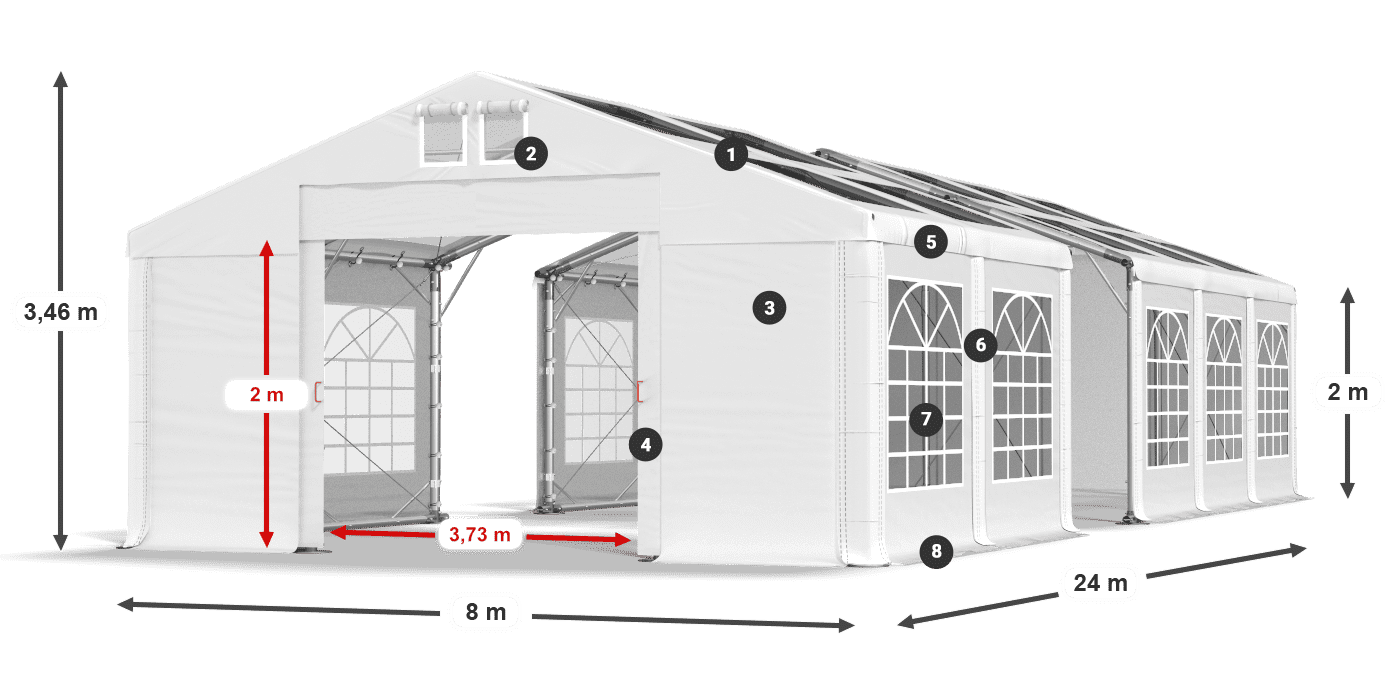 Roof: MS 580 PVC Walls: FR 620 PVC