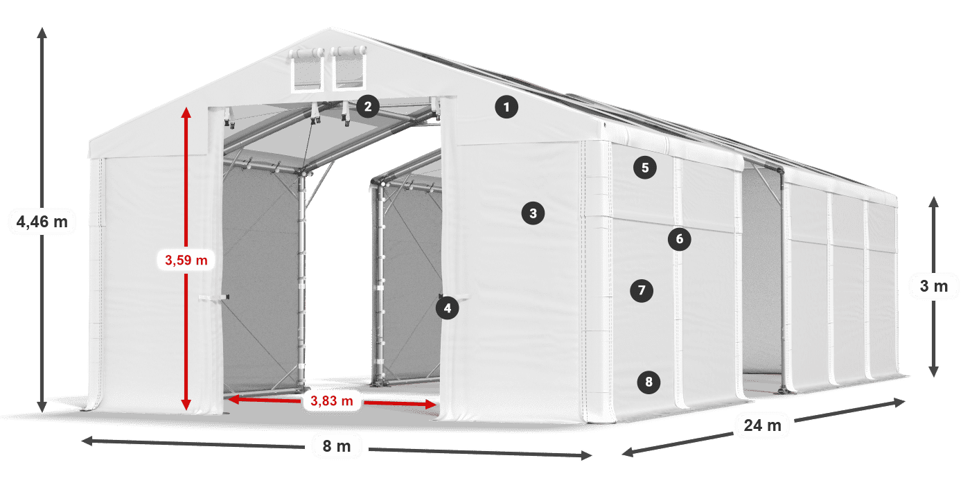 Roof: MS T 580 PVC Walls: SD 500 PVC 3m legend