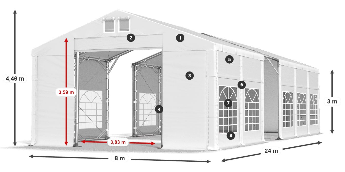 Roof: SD 560 PVC Walls: FR 620 PVC legend 3m