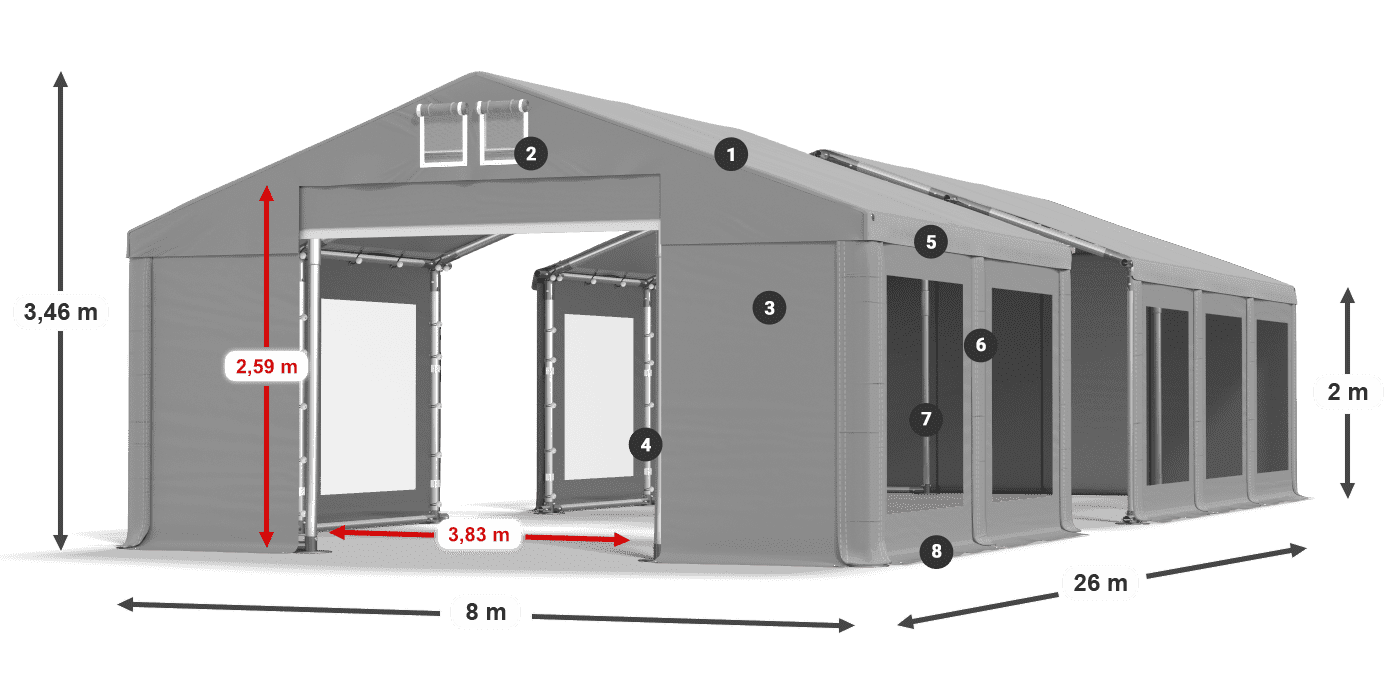 Roof: MS 580 PVC Walls: MS 580 PVC 2m legend