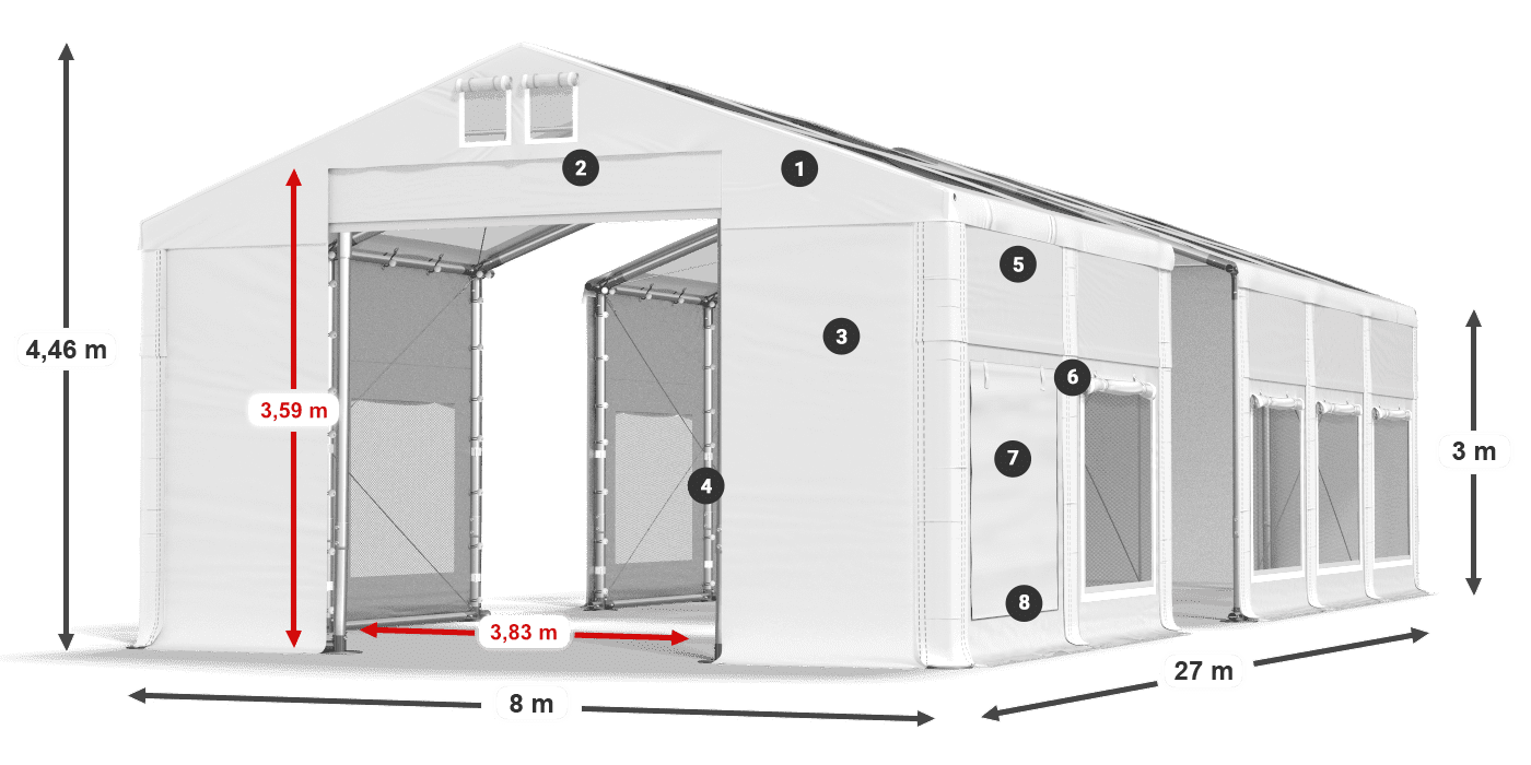 Roof: MS T 580 PVC Walls: SD M 500 PVC 3m legend