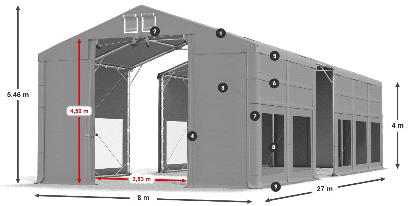 Roof: MS 580 PVC Walls: MS 580 PVC