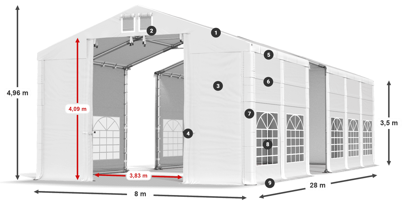Roof: MS 580 PVC Walls: FR 620 PVC
