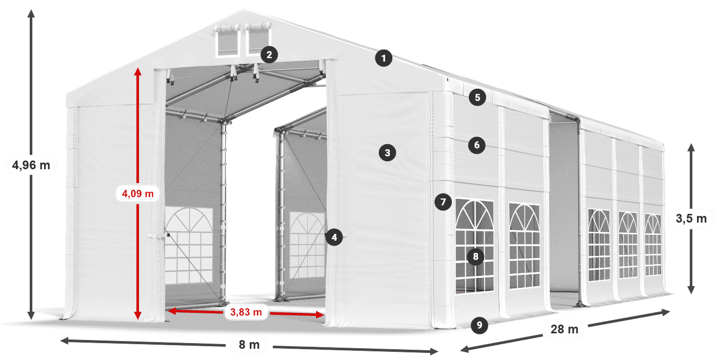 Roof: MS 580 PVC Walls: FR 620 PVC