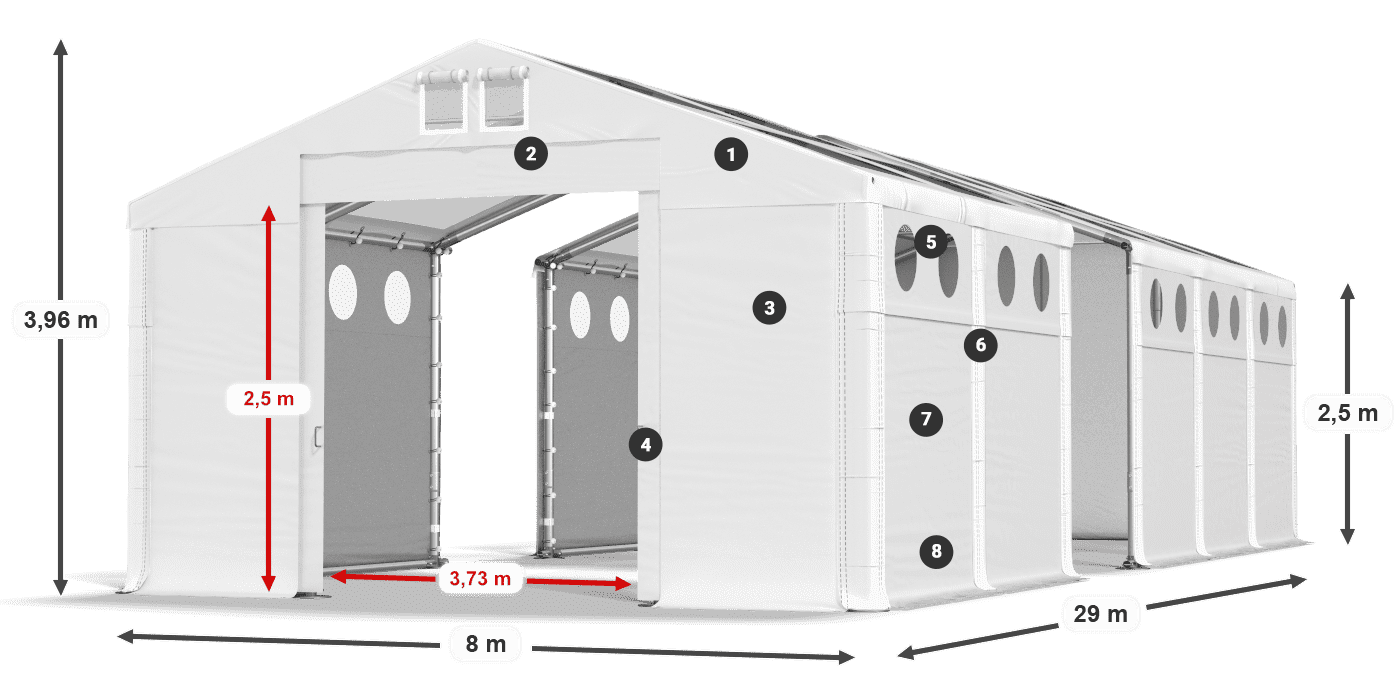 Roof: MS 580 PVC Walls: FR 620 PVC