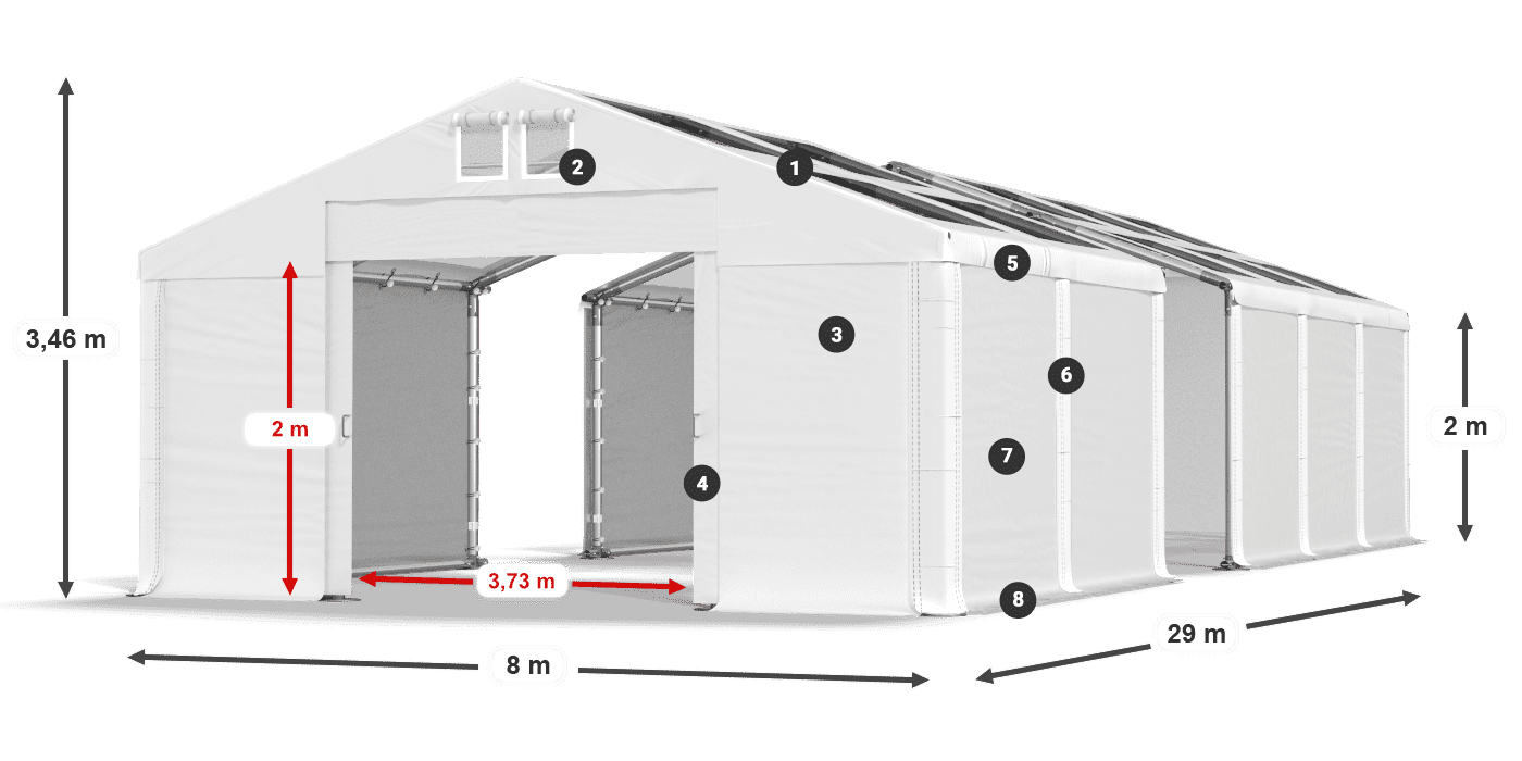 Roof: MS 580 PVC Walls: FR 620 PVC