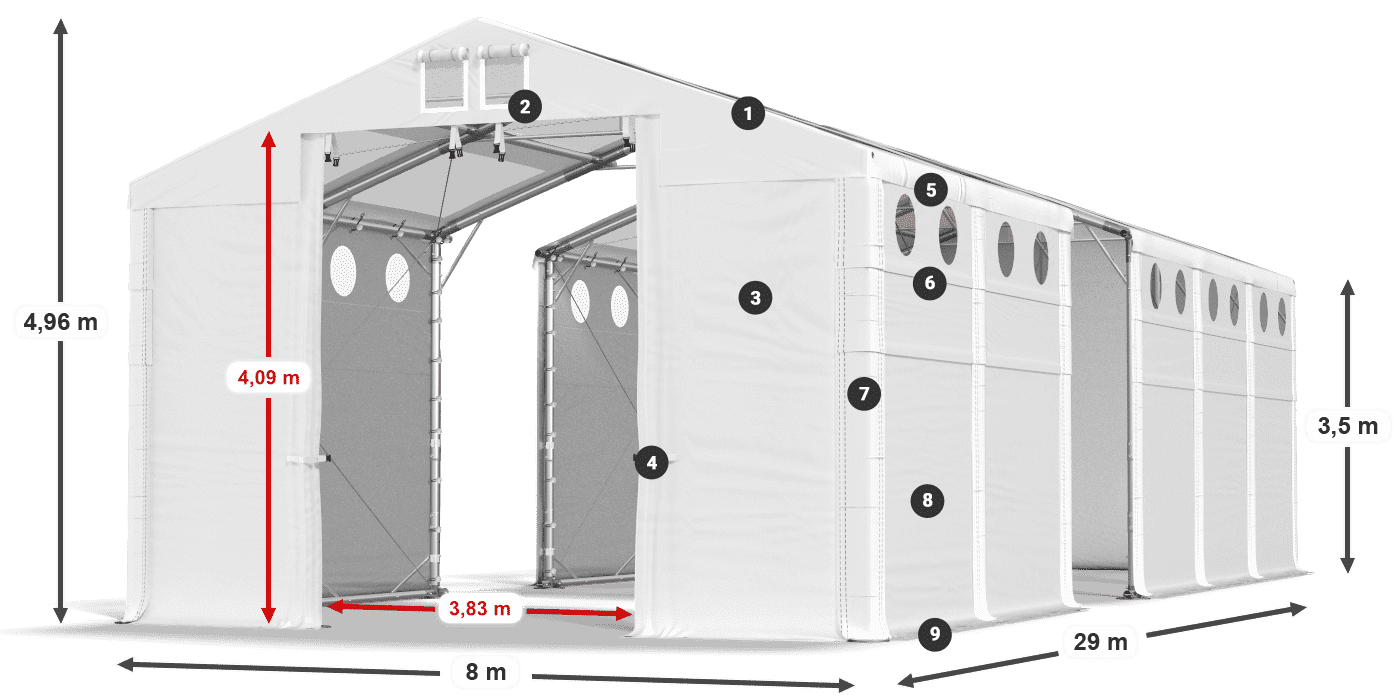Roof: MS 580 PVC Walls: MS 580 PVC