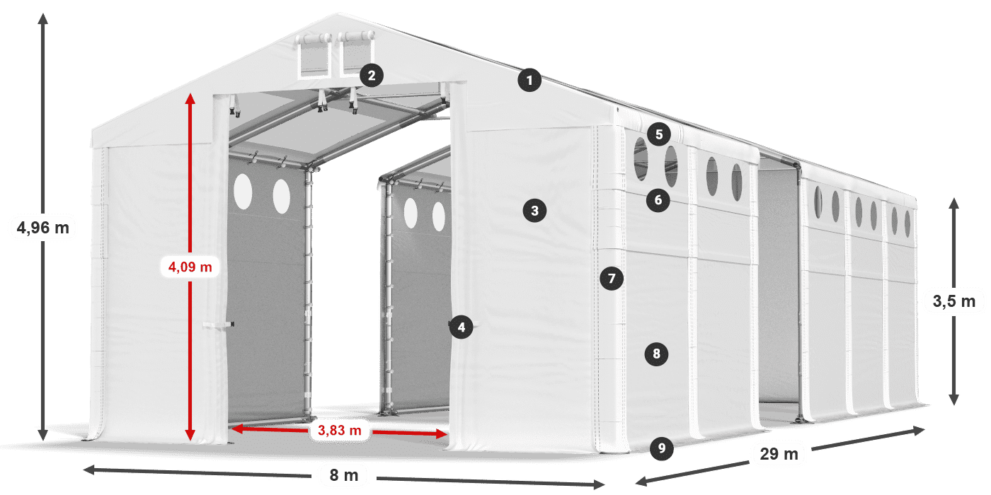 Roof: MS 580 PVC Walls: MS 580 PVC