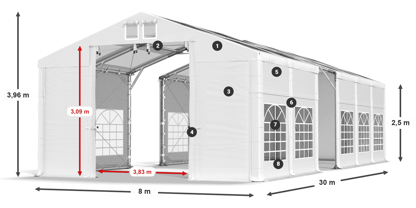 Roof: MS 580 PVC Walls: SD 500 PVC 2.5m legend