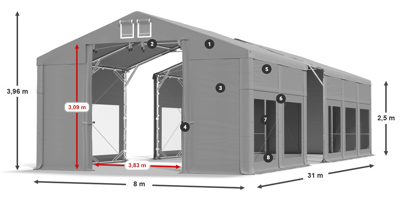 Roof: MS 580 PVC Walls: MS 580 PVC