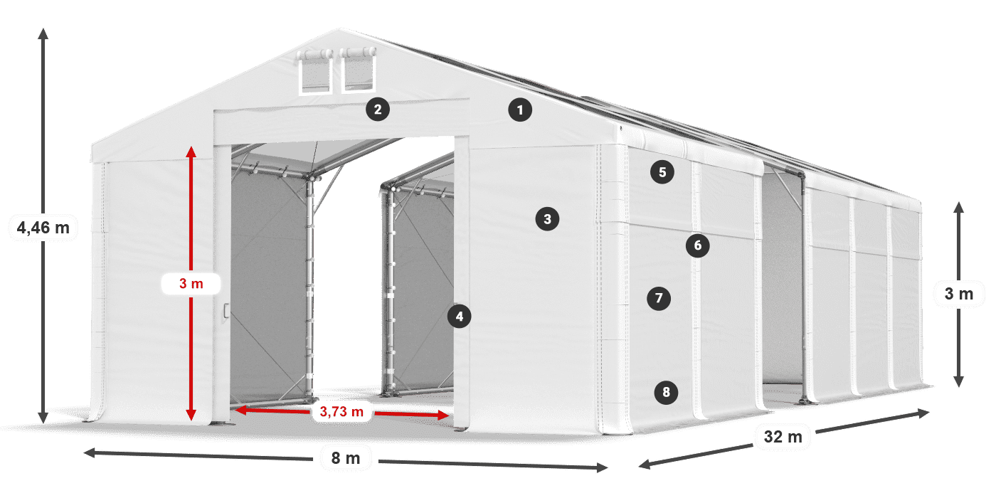Roof: MS 580 PVC Walls: FR 620 PVC