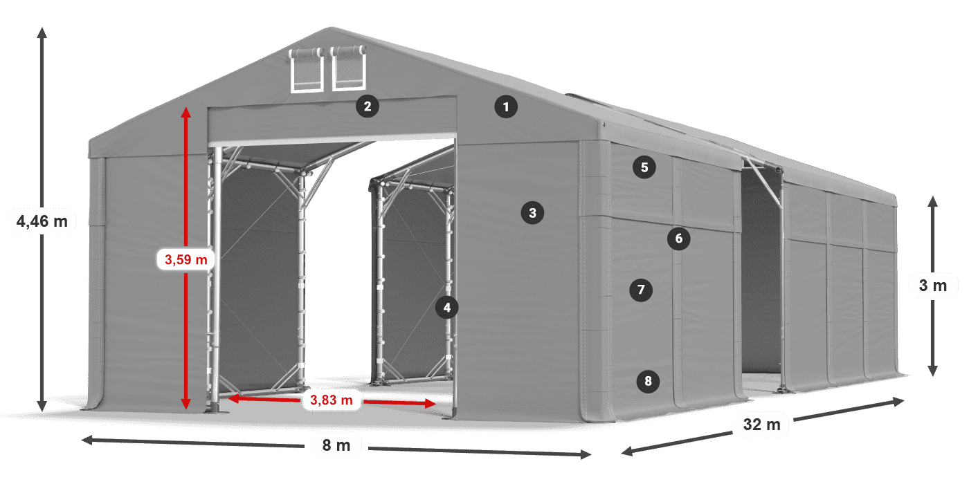 Roof: SD 560 PVC Walls: MS 580 PVC legend 3m