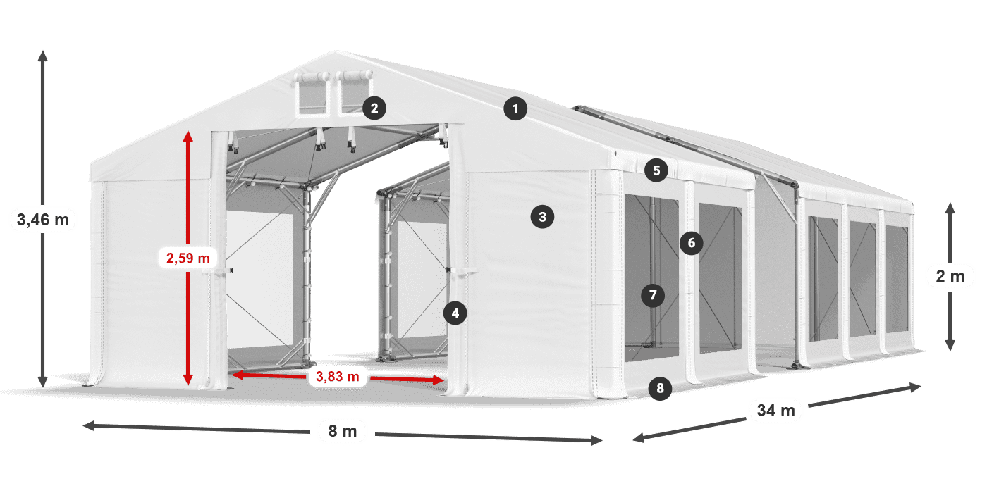 Roof: FR 620 PVC Walls: MS 580 PVC 2m legend