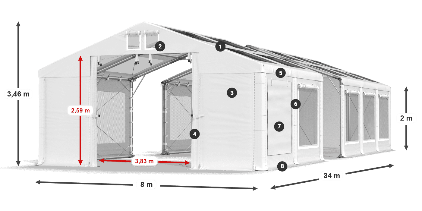 Roof: MS 580 PVC Walls: SD 500 PVC