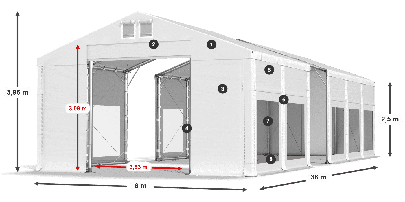 Roof: MS 580 PVC Walls: MS 580 PVC 2.5m legend