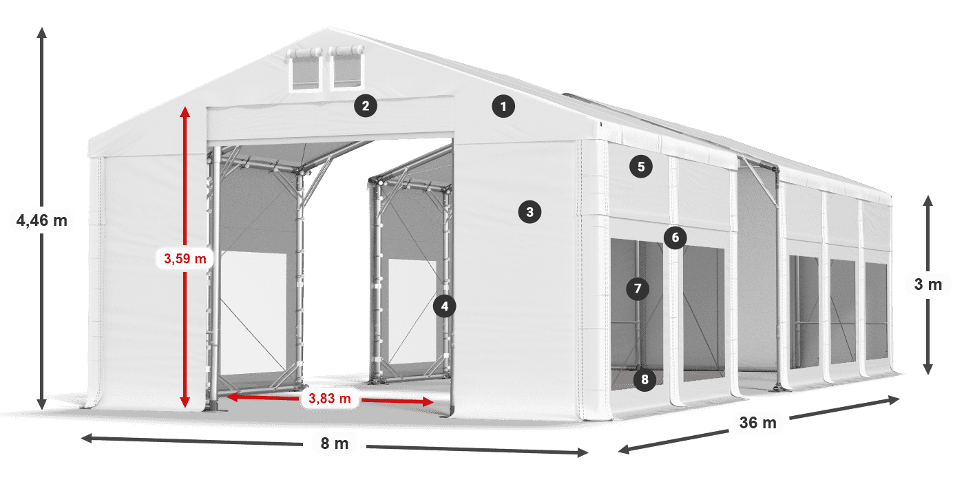 Roof: MS 580 PVC Walls: MS 580 PVC 3m legend