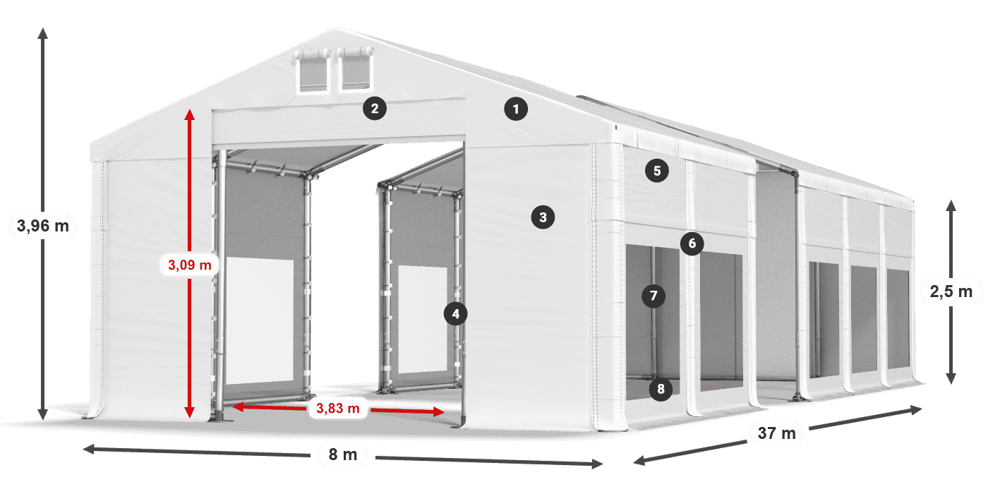 Roof: FR 620 PVC Walls: MS 580 PVC 2.5m legend