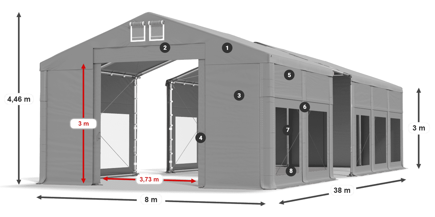 Roof: FR 620 PVC Walls: MS 580 PVC 3m legend