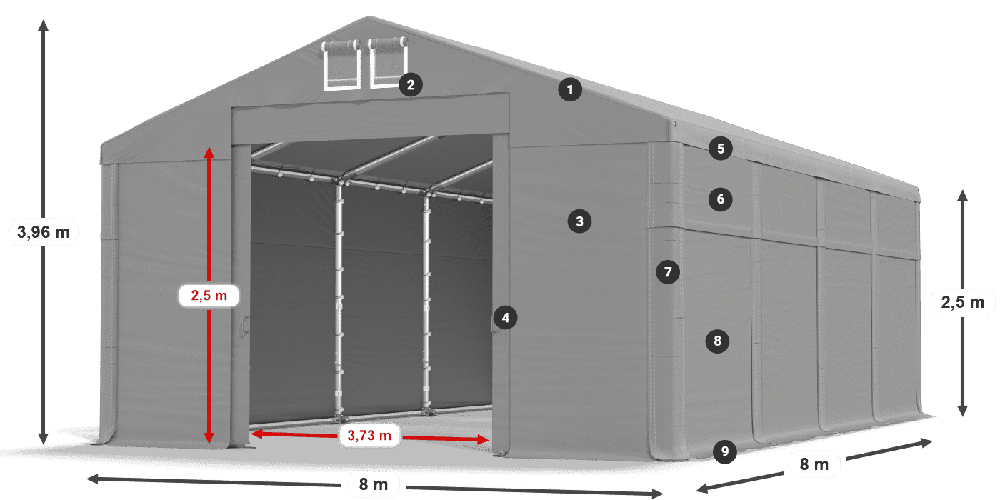 Roof: SD 560 PVC Walls: MS 580 PVC legend 2.5m
